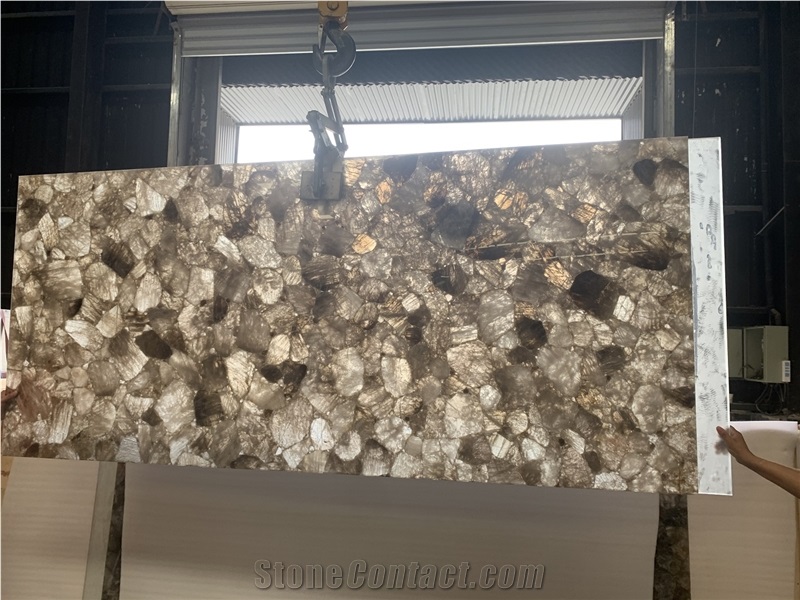 Smoky Quartz Slab Semiprecious Stone Agate